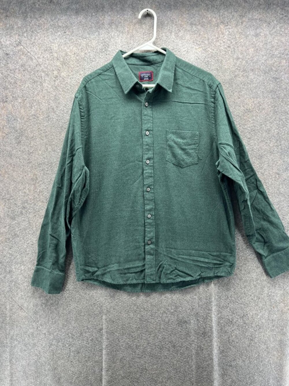UNTUCKit Shirt Men Large Green Flannel Casual Button Up Solid Chest Pocket